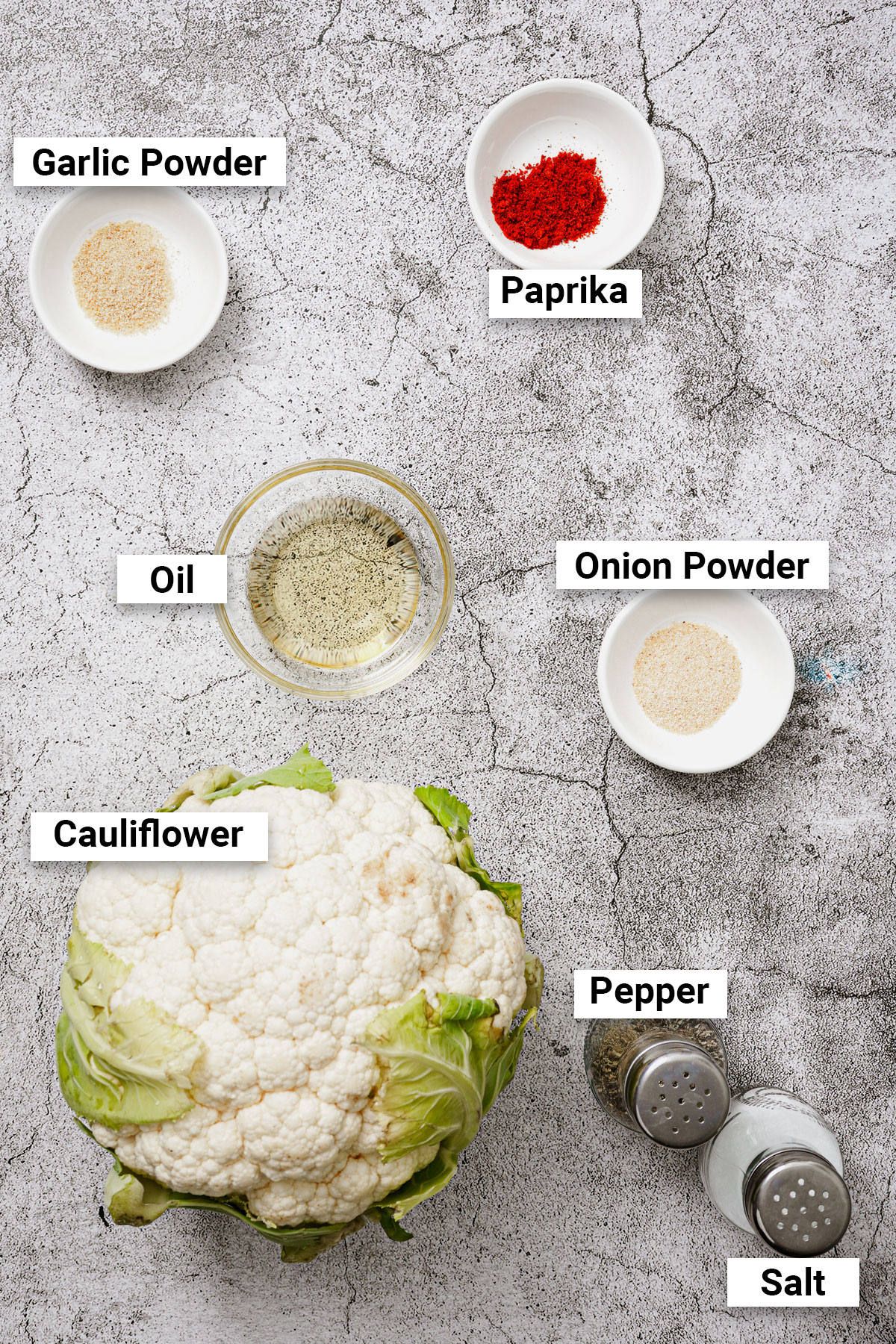 Ingredients for cauliflower steak air fryer recipe