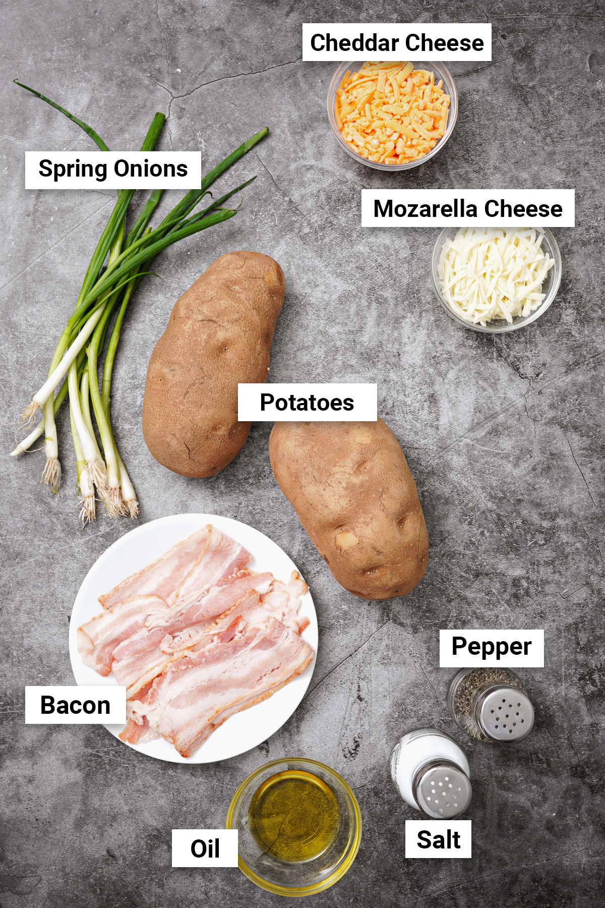 Ingredients for potato skins air fryer recipe