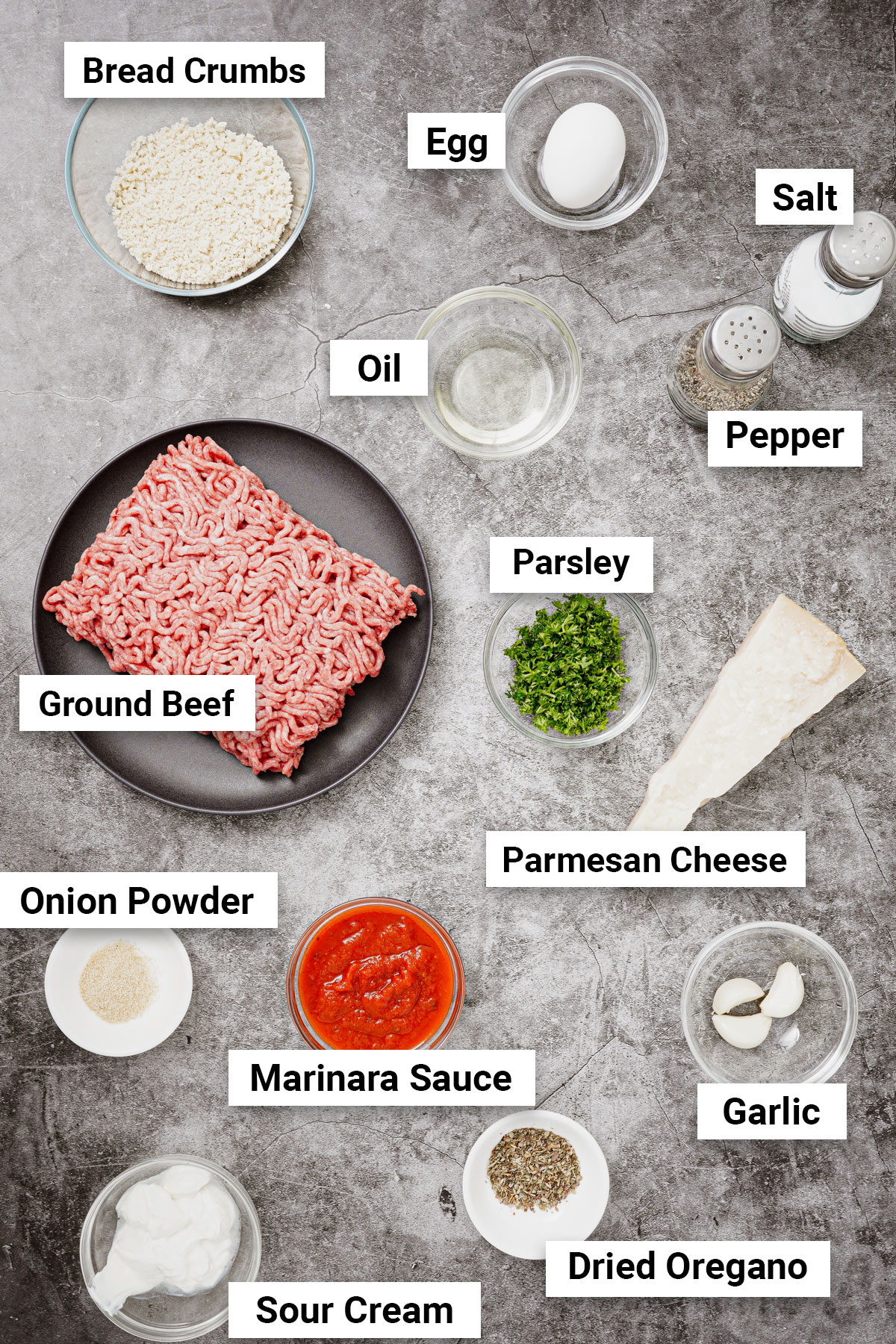 Ingredients for homemade air fryer meatballs recipe