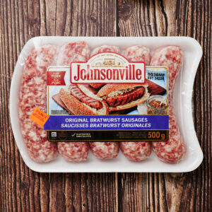Thawed Johnsonville Bratwurst sausages
