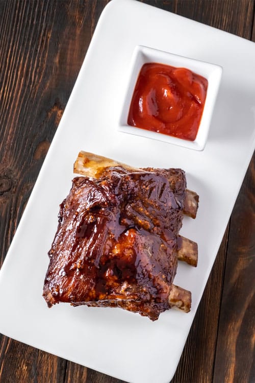 air fryer spare ribs ribs, recipe bite-shot, with ketchup on the side