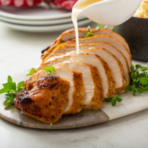 air fried turkey breast, with mashed potatoes