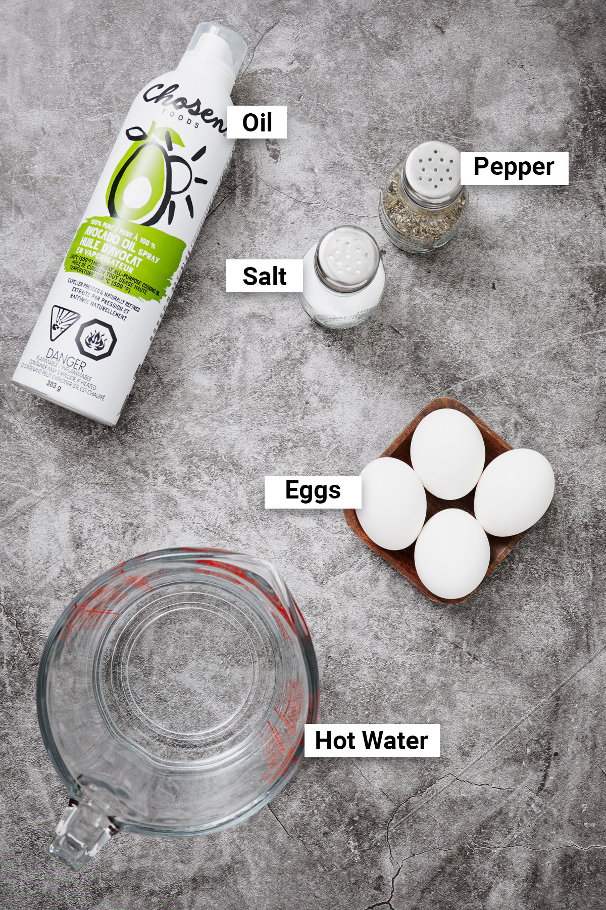 Ingredients for poached eggs air fryer recipe