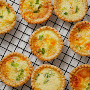 Air fryer mini quiche on a cooling rack